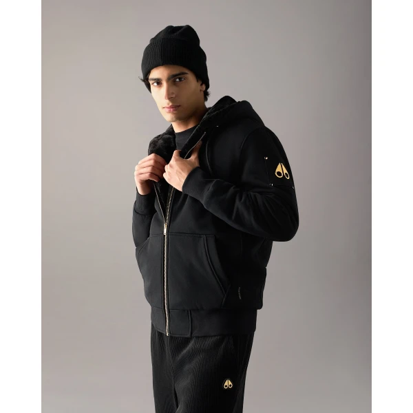 Moose Knuckles Gold Series Classic Bunny Hoodie in Black | Sweatshirts | Coveti