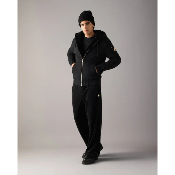 Moose Knuckles Gold Series Classic Bunny Hoodie in Black | Sweatshirts | Coveti