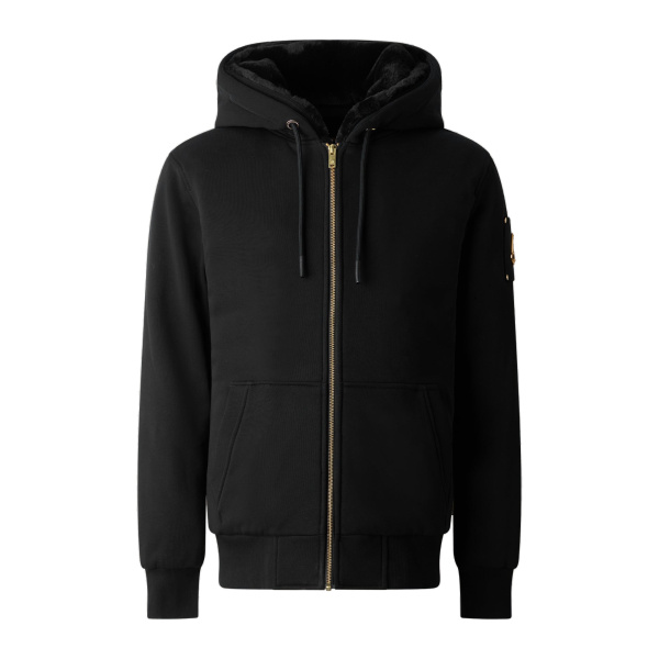 Moose Knuckles Gold Series Classic Bunny Hoodie in Black | Coveti