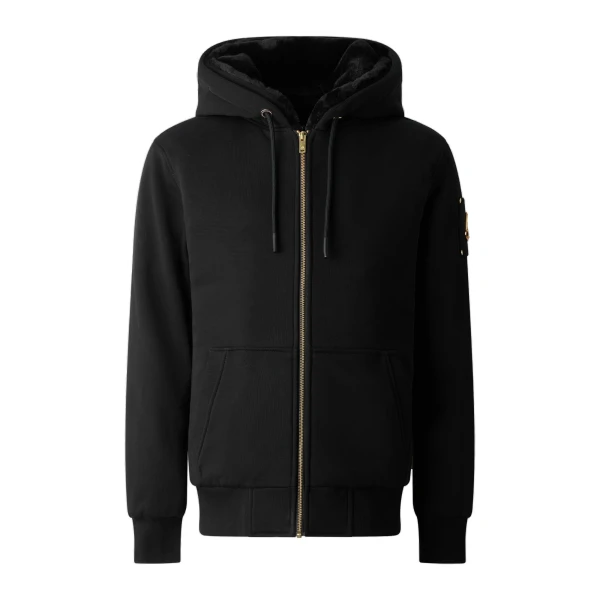 Moose Knuckles Gold Series Classic Bunny Hoodie in Black | Coveti