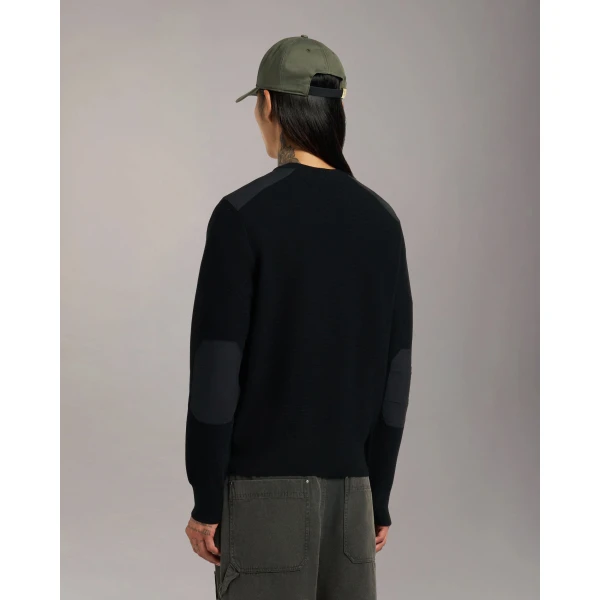 Moose Knuckles Gold Series Elowan Crewneck Sweater in Black | Men Knitwear | Coveti