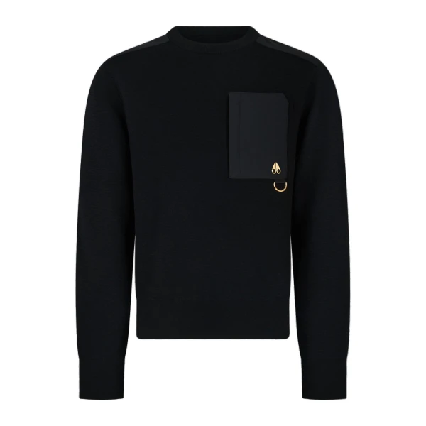 Moose Knuckles Gold Series Elowan Crewneck Sweater in Black | Coveti