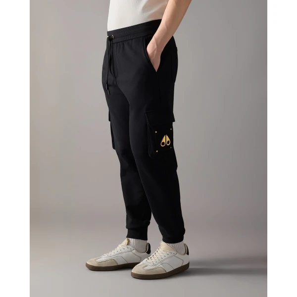 Moose Knuckles Gold Series Hartsfield Cargo Joggers in Black | Pants | Coveti