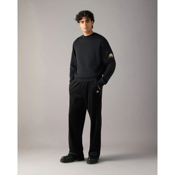 Moose Knuckles Gold Series Hartsfield Crewneck Sweatshirt in Black | Sweatshirts | Coveti