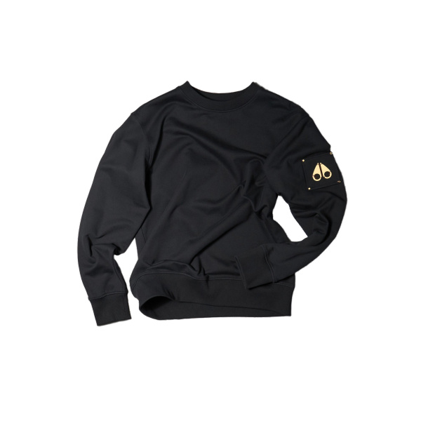 Moose Knuckles Gold Series Hartsfield Crewneck Sweatshirt in Black | Coveti