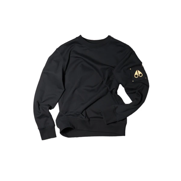 Moose Knuckles Gold Series Hartsfield Crewneck Sweatshirt in Black | Coveti