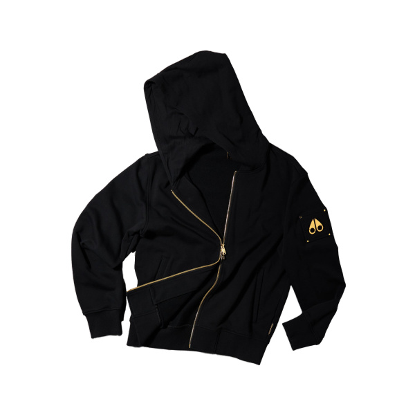 Moose Knuckles Gold Series Hartsfield Zip-Up Hoodie in Black | Coveti