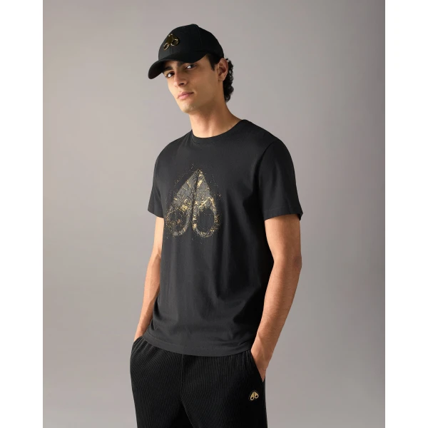 Moose Knuckles Gold Series Icebreak Logo T-Shirt in Black | T-shirts & vests | Coveti