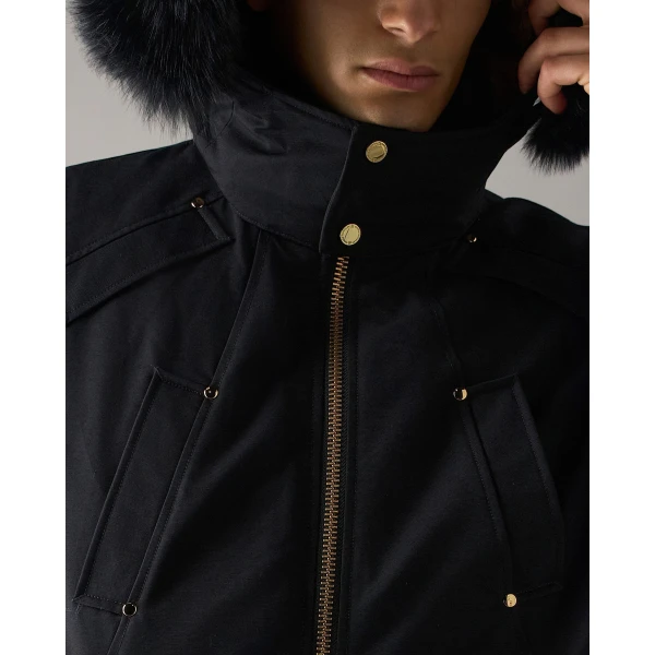 Moose Knuckles Gold Series Original Ballistic Down Bomber in Black | Men Jackets | Coveti