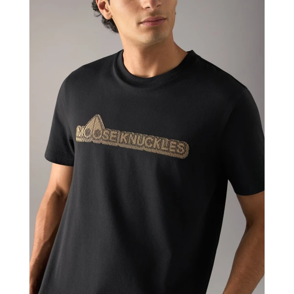 Moose Knuckles Gold Series Preston Logo T-Shirt in Black | T-shirts & vests | Coveti