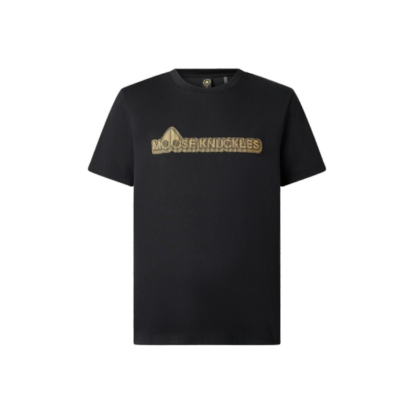 Moose Knuckles Gold Series Preston Logo T-Shirt in Black | Coveti