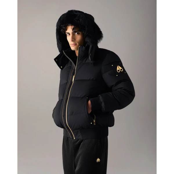 Moose Knuckles Gold Series Stagg Down Bomber in Black | Men Jackets | Coveti