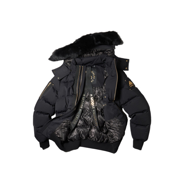 Moose Knuckles Gold Series Stagg Down Bomber in Black | Coveti
