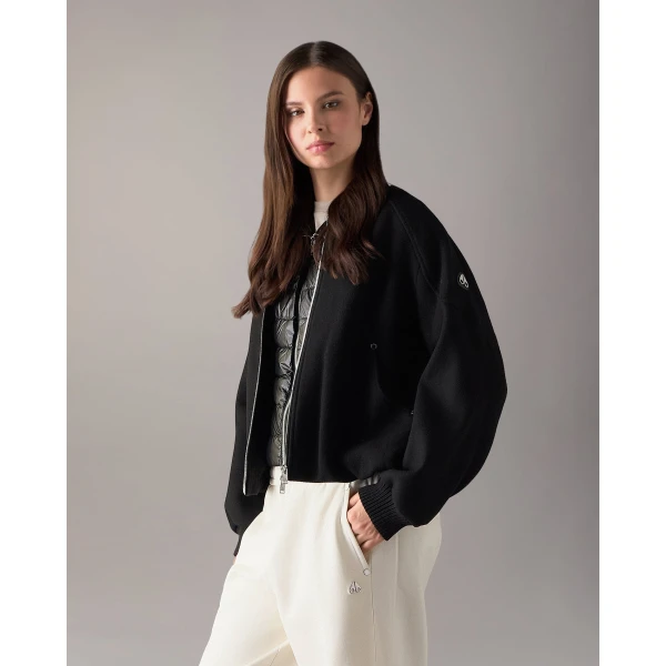 Moose Knuckles Grid 3-In-1 Wool Bomber Jacket in Black | Jackets | Coveti