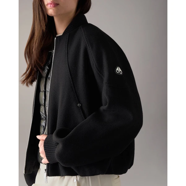Moose Knuckles Grid 3-In-1 Wool Bomber Jacket in Black | Jackets | Coveti