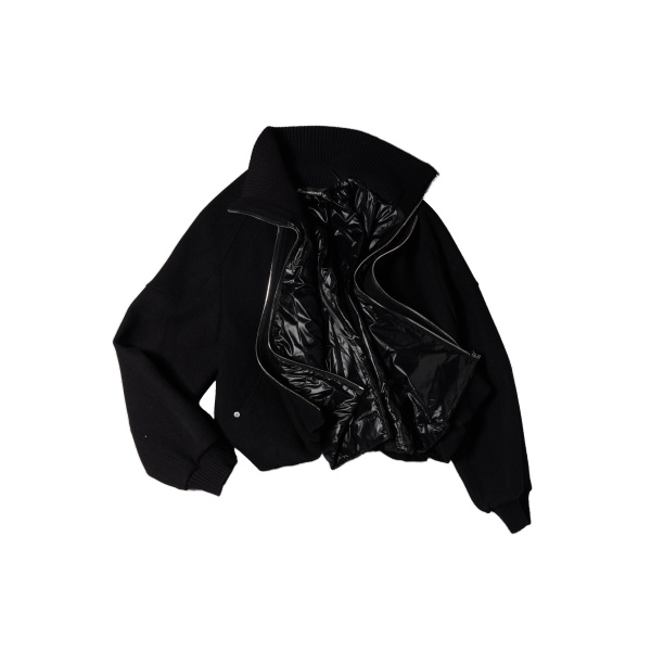 Moose Knuckles Grid 3-In-1 Wool Bomber Jacket in Black | Coveti