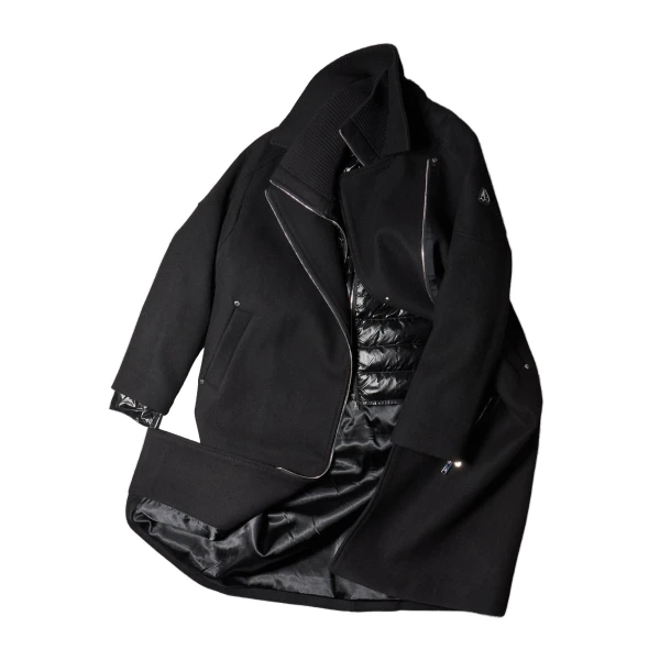 Grid 3-In-1 Wool Parka in Black