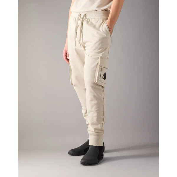 Moose Knuckles Hartsfield Cargo Joggers in Alabaster | Pants | Coveti