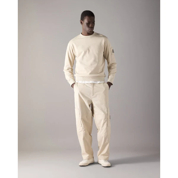 Moose Knuckles Hartsfield Crewneck Sweatshirt in Alabaster | Sweatshirts | Coveti