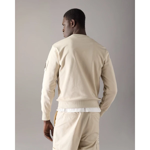 Moose Knuckles Hartsfield Crewneck Sweatshirt in Alabaster | Sweatshirts | Coveti
