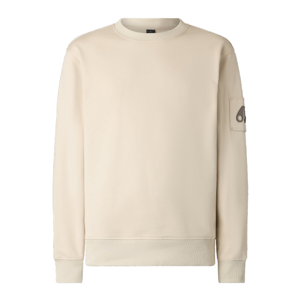 Moose Knuckles Hartsfield Crewneck Sweatshirt in Alabaster | Coveti