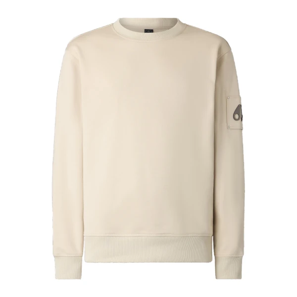 Moose Knuckles Hartsfield Crewneck Sweatshirt in Alabaster | Coveti