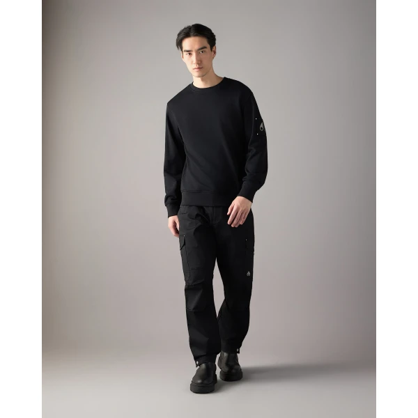 Moose Knuckles Hartsfield Crewneck Sweatshirt in Black | Sweatshirts | Coveti