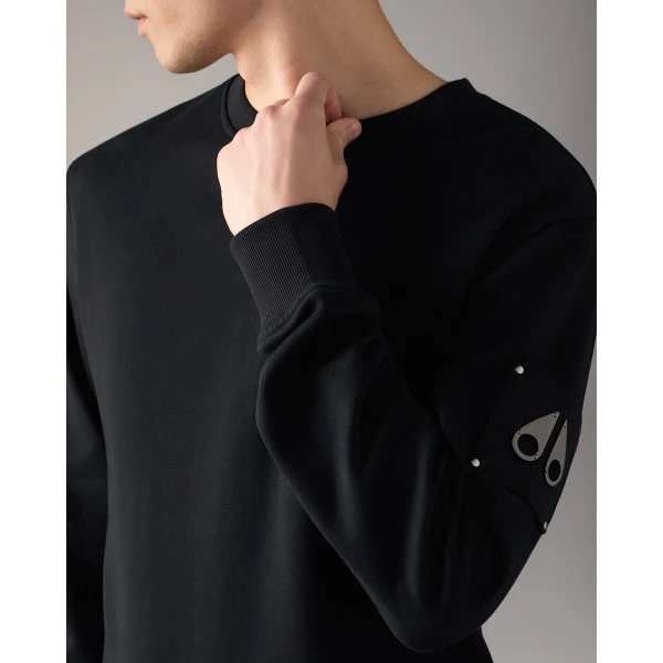 Moose Knuckles Hartsfield Crewneck Sweatshirt in Black | Sweatshirts | Coveti