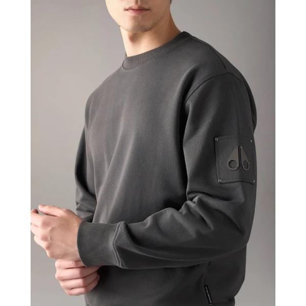 Moose Knuckles Hartsfield Crewneck Sweatshirt in Cement | Sweatshirts | Coveti