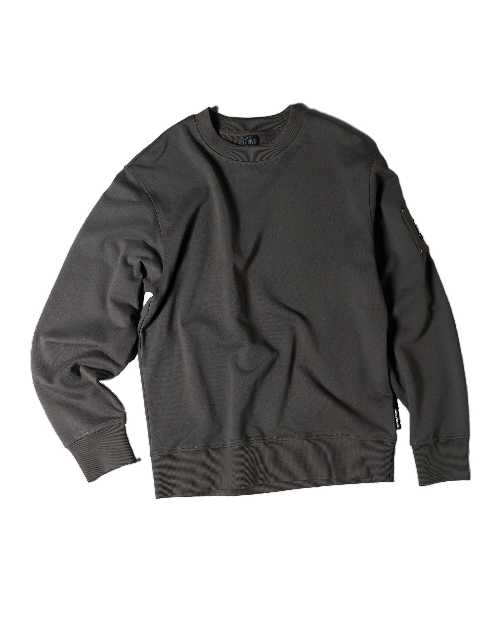 Moose Knuckles Hartsfield Crewneck Sweatshirt in Cement Moose Knuckles Hartsfield Crewneck Sweatshirt in Cement | Coveti