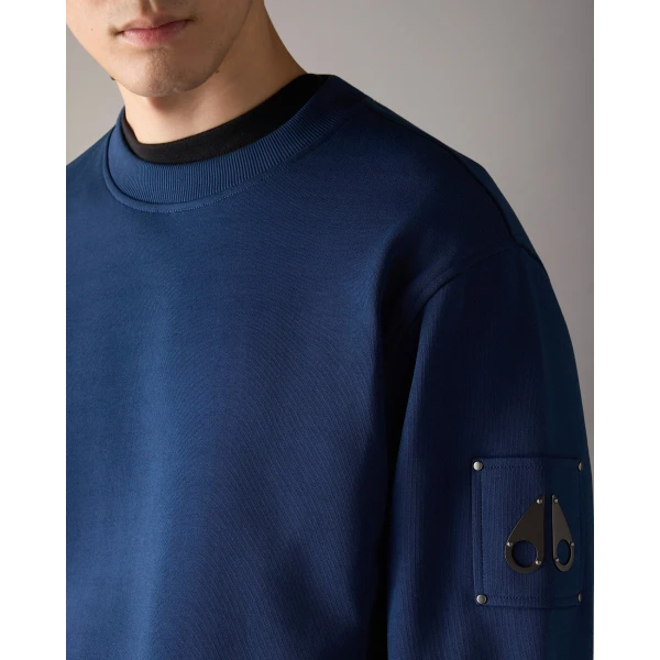 Moose Knuckles Hartsfield Crewneck Sweatshirt in Nightfall | Sweatshirts | Coveti