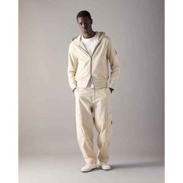 Moose Knuckles Hartsfield Zip-Up Hoodie in Alabaster | Sweatshirts | Coveti
