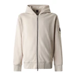 Moose Knuckles Hartsfield Zip-Up Hoodie in Alabaster | Coveti