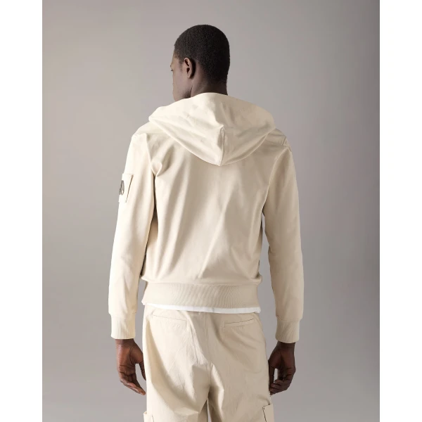 Moose Knuckles Hartsfield Zip-Up Hoodie in Alabaster | Sweatshirts | Coveti