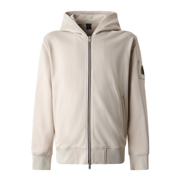 Moose Knuckles Hartsfield Zip-Up Hoodie in Alabaster | Coveti