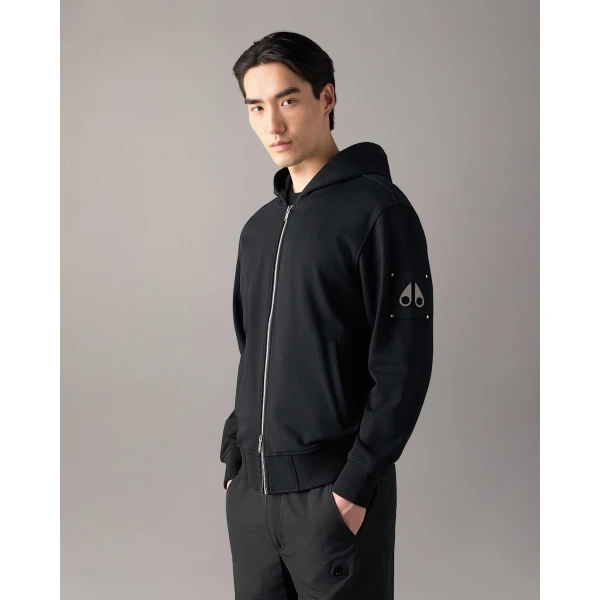 Moose Knuckles Hartsfield Zip-Up Hoodie in Black | Sweatshirts | Coveti