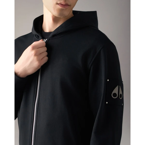 Moose Knuckles Hartsfield Zip-Up Hoodie in Black | Sweatshirts | Coveti