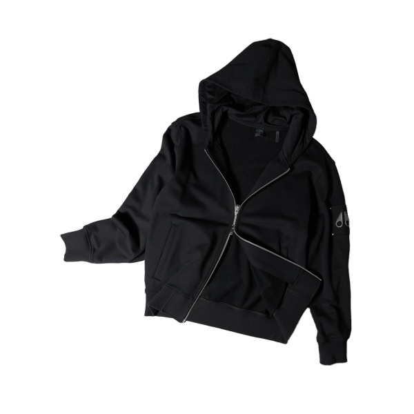 Moose Knuckles Hartsfield Zip-Up Hoodie in Black | Coveti