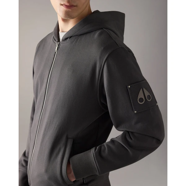 Moose Knuckles Hartsfield Zip-Up Hoodie in Cement | Sweatshirts | Coveti