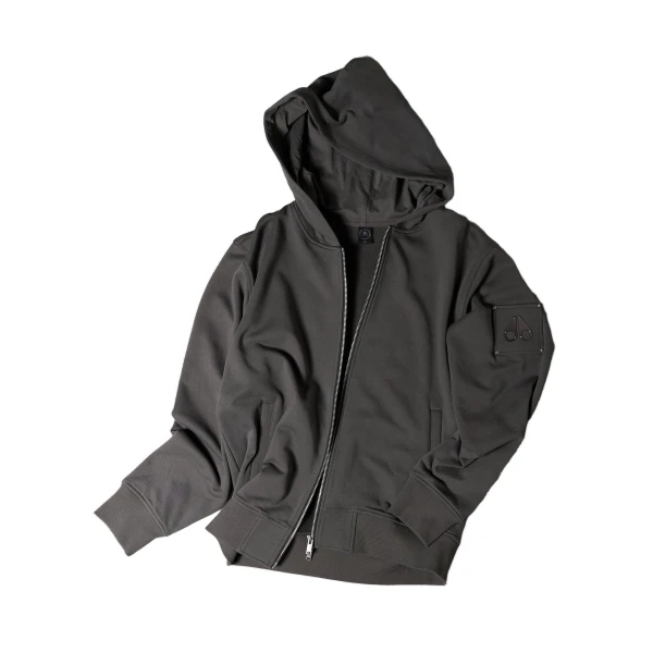 Moose Knuckles Hartsfield Zip-Up Hoodie in Cement | Coveti