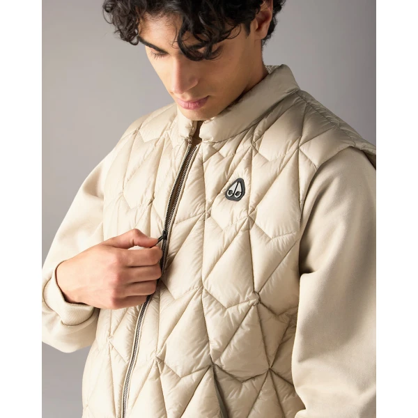 Moose Knuckles Iceberg Quilt Down Vest in Alabaster | Men Jackets | Coveti