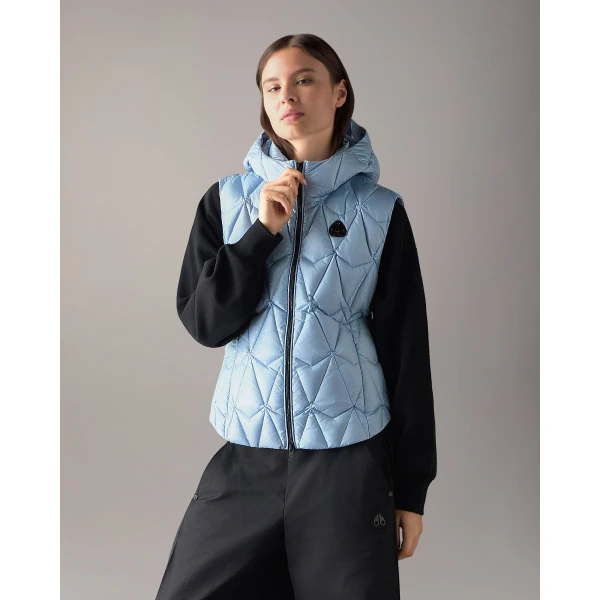 Moose Knuckles Iceberg Quilt Down Vest in Blue Ice | Vests | Coveti