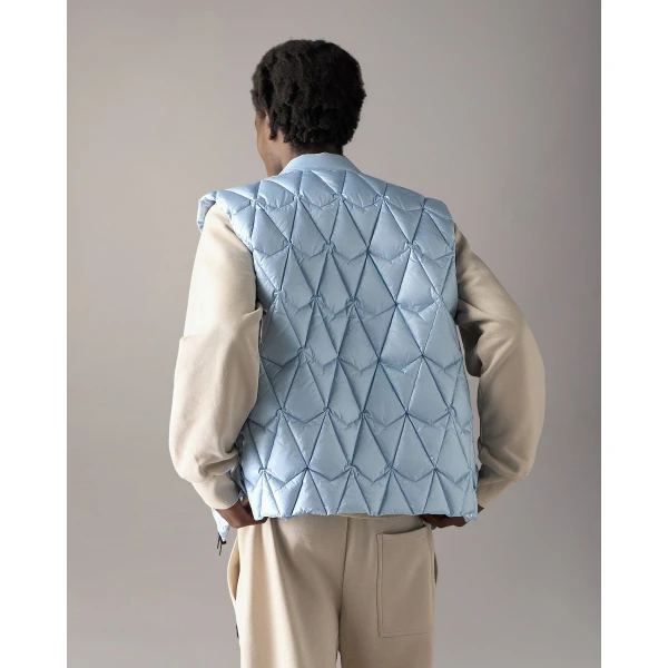 Moose Knuckles Iceberg Quilt Down Vest in Blue Ice | Men Jackets | Coveti