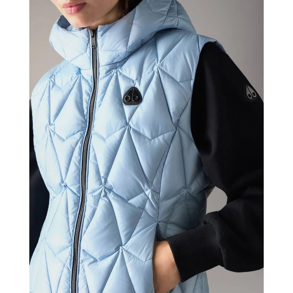 Moose Knuckles Iceberg Quilt Down Vest in Blue Ice | Vests | Coveti