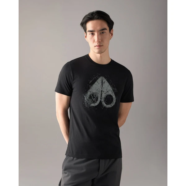 Moose Knuckles Icebreak Logo T-Shirt in Black | T-shirts & vests | Coveti