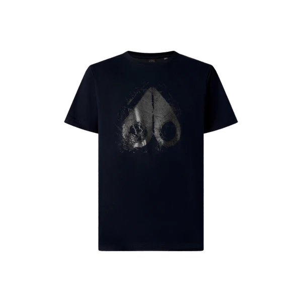 Moose Knuckles Icebreak Logo T-Shirt in Navy | Coveti