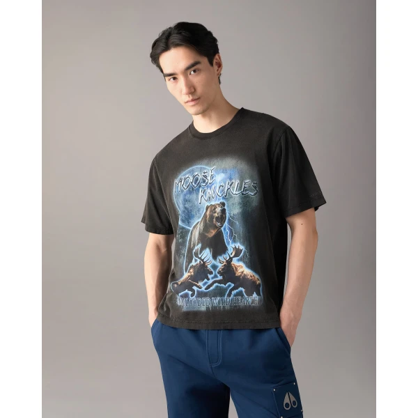 Moose Knuckles Into the Wild T-Shirt in Black | T-shirts & vests | Coveti