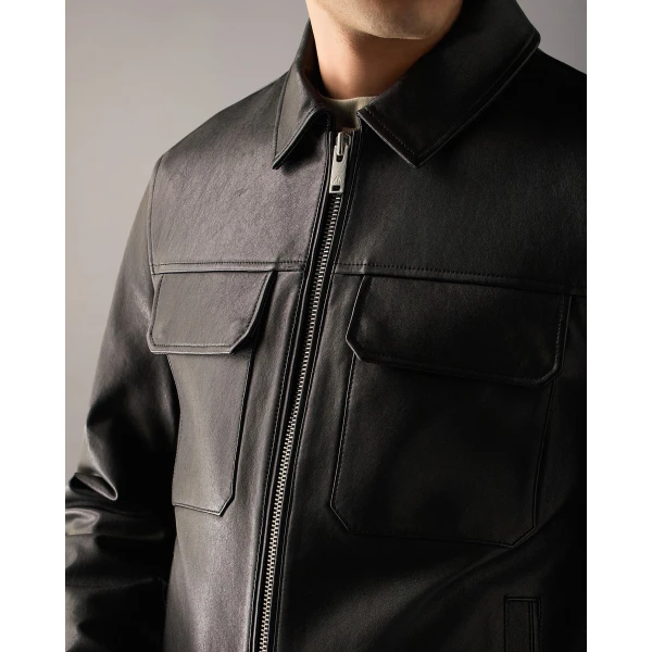Moose Knuckles Jacques Leather Jacket in Black | Men Jackets | Coveti