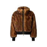 Moose Knuckles Jill Faux Fur Bomber in Gold Cross | Coveti