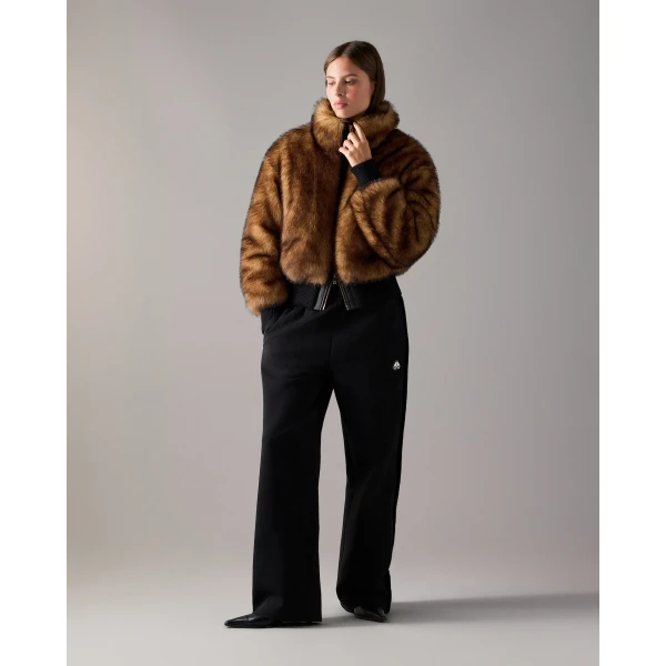 Moose Knuckles Jill Faux Fur Bomber in Gold Cross | Jackets | Coveti